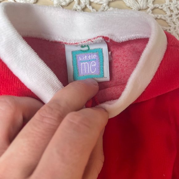 Vintage 1990s Little Me Baby Boy 6-9 Months Red Santa Claus Footie Sleeper - Picture 4 of 4